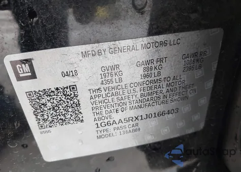 2018 Cadillac Ats Standard z USA, uszkodzony, nr VIN 1G6AA5RX1J0166403